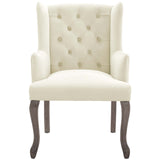 Realm French Vintage Dining Performance Velvet Armchair Ivory EEI-3366-IVO