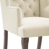 Realm French Vintage Dining Performance Velvet Armchair Ivory EEI-3366-IVO