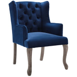 Realm French Vintage Dining Performance Velvet Armchair Navy EEI-3366-NAV