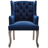 Realm French Vintage Dining Performance Velvet Armchair Navy EEI-3366-NAV