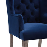 Realm French Vintage Dining Performance Velvet Armchair Navy EEI-3366-NAV