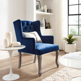 Realm French Vintage Dining Performance Velvet Armchair Navy EEI-3366-NAV