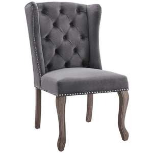 Apprise French Vintage Dining Performance Velvet Side Chair Gray EEI-3367-GRY
