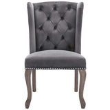 Apprise French Vintage Dining Performance Velvet Side Chair Gray EEI-3367-GRY