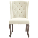 Apprise French Vintage Dining Performance Velvet Side Chair Ivory EEI-3367-IVO