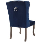 Apprise French Vintage Dining Performance Velvet Side Chair Navy EEI-3367-NAV