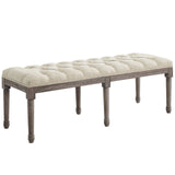 Province French Vintage Upholstered Fabric Bench Beige EEI-3368-BEI