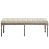 Province French Vintage Upholstered Fabric Bench Beige EEI-3368-BEI