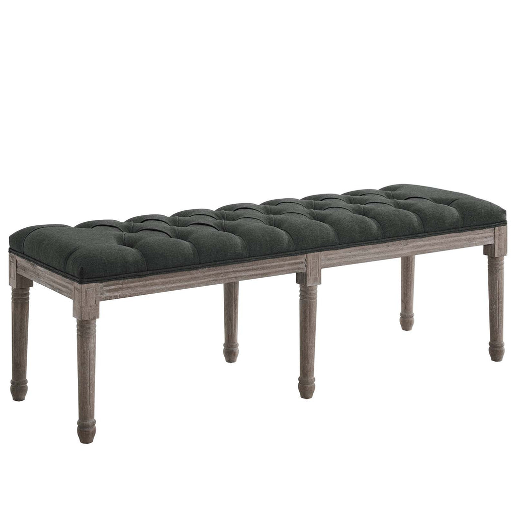 Province French Vintage Upholstered Fabric Bench Gray EEI-3368-GRY