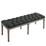 Province French Vintage Upholstered Fabric Bench Gray EEI-3368-GRY