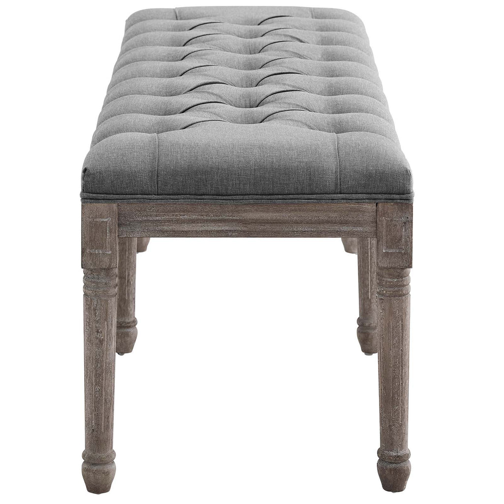 Province French Vintage Upholstered Fabric Bench Light Gray EEI-3368-LGR