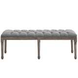 Province French Vintage Upholstered Fabric Bench Light Gray EEI-3368-LGR