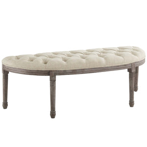 Esteem Vintage French Upholstered Fabric Semi-Circle Bench Beige EEI-3369-BEI