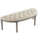 Esteem Vintage French Upholstered Fabric Semi-Circle Bench Beige EEI-3369-BEI