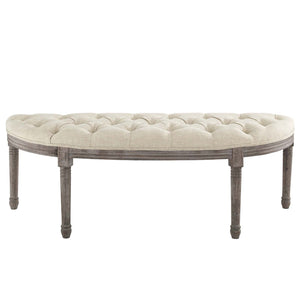 Esteem Vintage French Upholstered Fabric Semi-Circle Bench Beige EEI-3369-BEI