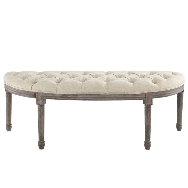 Esteem Vintage French Upholstered Fabric Semi-Circle Bench Beige EEI-3369-BEI