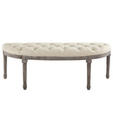 Esteem Vintage French Upholstered Fabric Semi-Circle Bench Beige EEI-3369-BEI