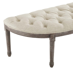 Esteem Vintage French Upholstered Fabric Semi-Circle Bench Beige EEI-3369-BEI