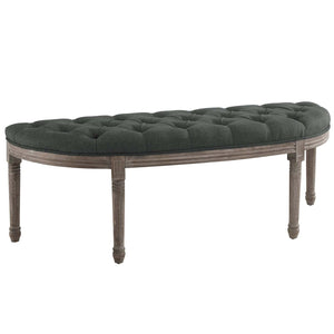 Esteem Vintage French Upholstered Fabric Semi-Circle Bench Gray EEI-3369-GRY