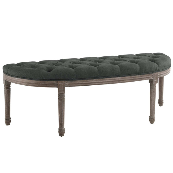 Esteem Vintage French Upholstered Fabric Semi-Circle Bench Gray EEI-3369-GRY
