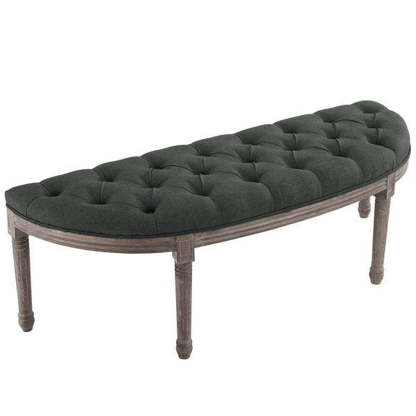 Esteem Vintage French Upholstered Fabric Semi-Circle Bench Gray EEI-3369-GRY