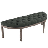 Esteem Vintage French Upholstered Fabric Semi-Circle Bench Gray EEI-3369-GRY