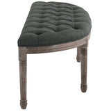 Esteem Vintage French Upholstered Fabric Semi-Circle Bench Gray EEI-3369-GRY