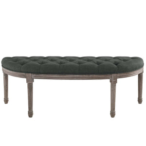 Esteem Vintage French Upholstered Fabric Semi-Circle Bench Gray EEI-3369-GRY