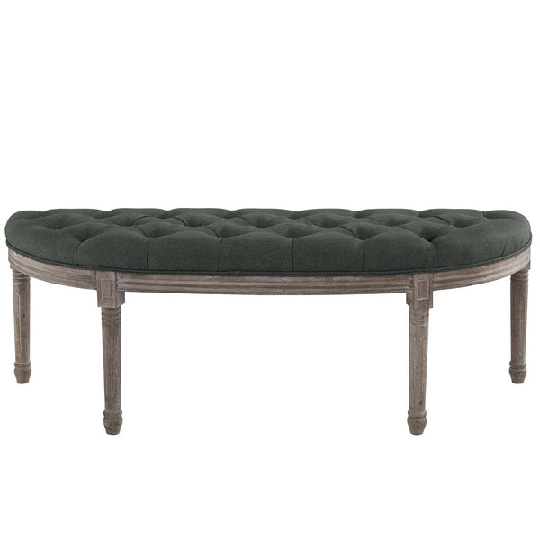 Esteem Vintage French Upholstered Fabric Semi-Circle Bench Gray EEI-3369-GRY