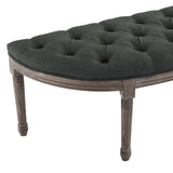 Esteem Vintage French Upholstered Fabric Semi-Circle Bench Gray EEI-3369-GRY
