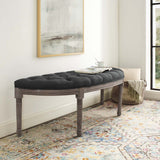 Esteem Vintage French Upholstered Fabric Semi-Circle Bench Gray EEI-3369-GRY