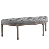Esteem Vintage French Upholstered Fabric Semi-Circle Bench Light Gray EEI-3369-LGR