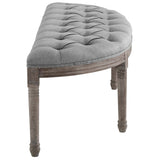 Esteem Vintage French Upholstered Fabric Semi-Circle Bench Light Gray EEI-3369-LGR