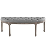 Esteem Vintage French Upholstered Fabric Semi-Circle Bench Light Gray EEI-3369-LGR