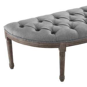 Esteem Vintage French Upholstered Fabric Semi-Circle Bench Light Gray EEI-3369-LGR
