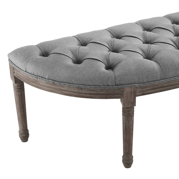 Esteem Vintage French Upholstered Fabric Semi-Circle Bench Light Gray EEI-3369-LGR