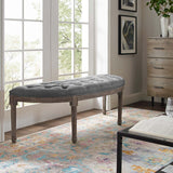 Esteem Vintage French Upholstered Fabric Semi-Circle Bench Light Gray EEI-3369-LGR