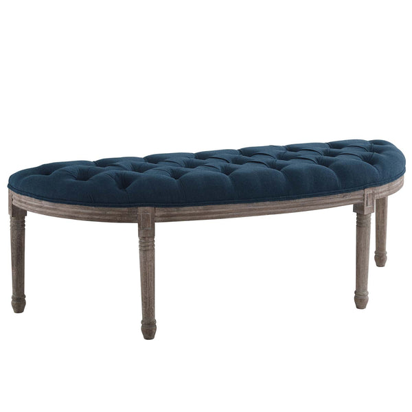 Esteem Vintage French Upholstered Fabric Semi-Circle Bench Navy EEI-3369-NAV