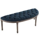 Esteem Vintage French Upholstered Fabric Semi-Circle Bench Navy EEI-3369-NAV