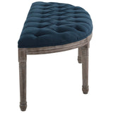 Esteem Vintage French Upholstered Fabric Semi-Circle Bench Navy EEI-3369-NAV