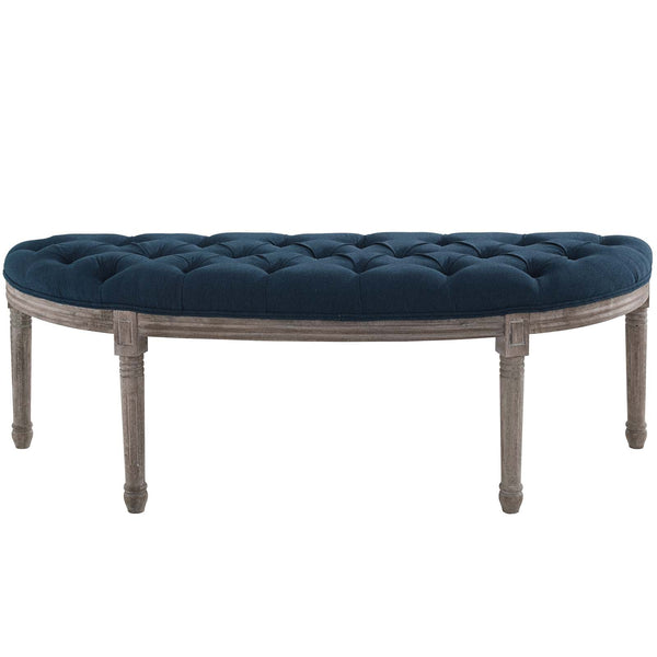 Esteem Vintage French Upholstered Fabric Semi-Circle Bench Navy EEI-3369-NAV