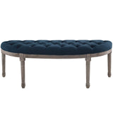 Esteem Vintage French Upholstered Fabric Semi-Circle Bench Navy EEI-3369-NAV