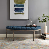 Esteem Vintage French Upholstered Fabric Semi-Circle Bench Navy EEI-3369-NAV