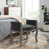 Avail Vintage French Upholstered Fabric Bench Gray EEI-3370-GRY