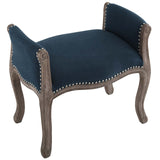 Avail Vintage French Upholstered Fabric Bench Navy EEI-3370-NAV