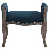 Avail Vintage French Upholstered Fabric Bench Navy EEI-3370-NAV