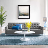 Loft Tufted Upholstered Faux Leather Sofa Silver Gray EEI-3385-SLV-GRY