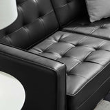 Loft Tufted Upholstered Faux Leather Loveseat Silver Black EEI-3388-SLV-BLK