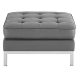 Loft Tufted Upholstered Faux Leather Ottoman Silver Gray EEI-3394-SLV-GRY