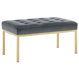 Loft Gold Stainless Steel Leg Medium Performance Velvet Bench Gold Gray EEI-3402-GLD-GRY